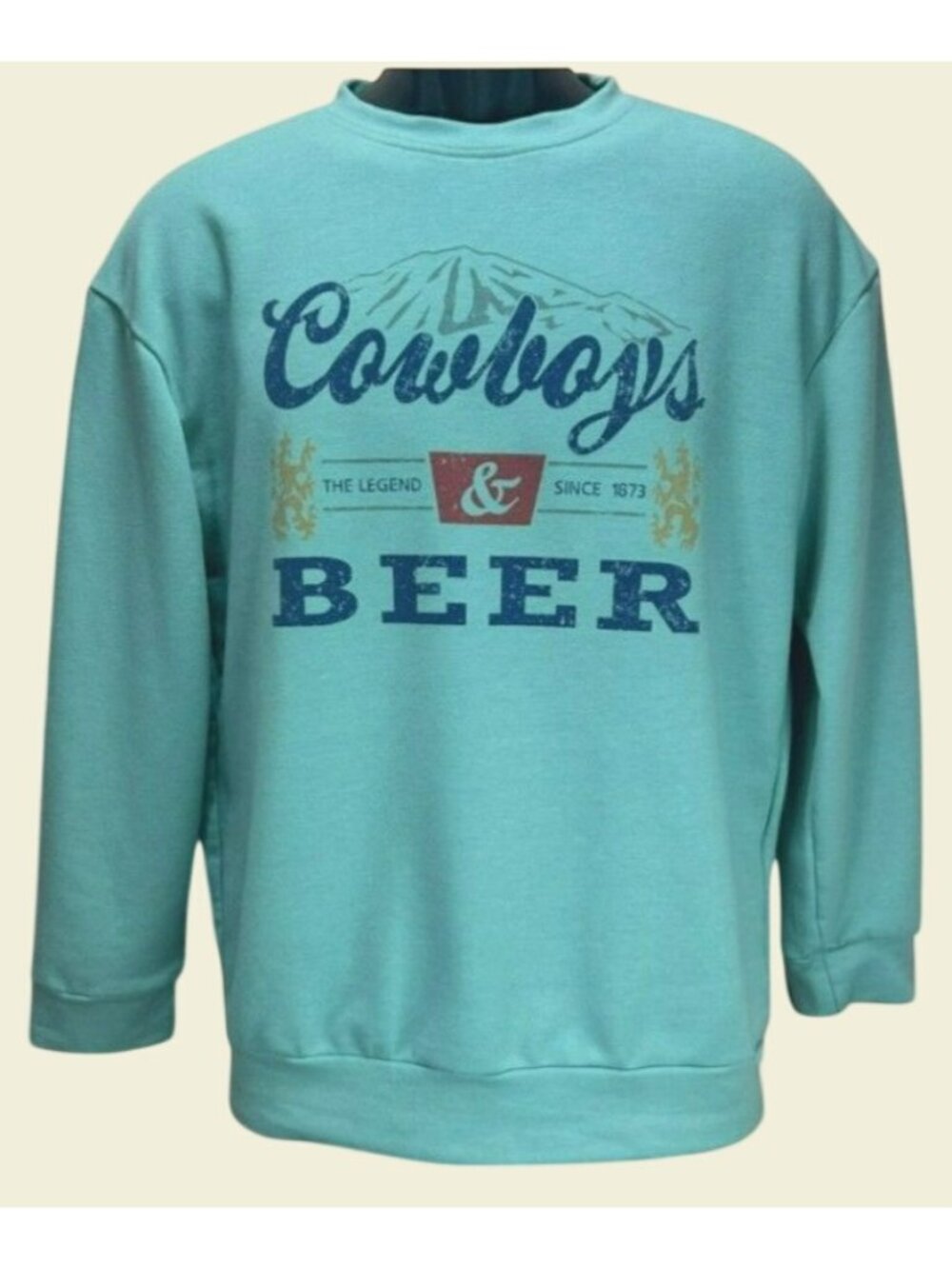 Cowboys & Beer Sweatshirt Teal Pullover Small